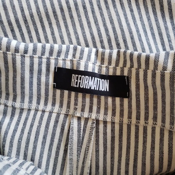 Reformation Striped Fisher High Waisted Paper bag Pants Size 2 - Picture 10 of 12